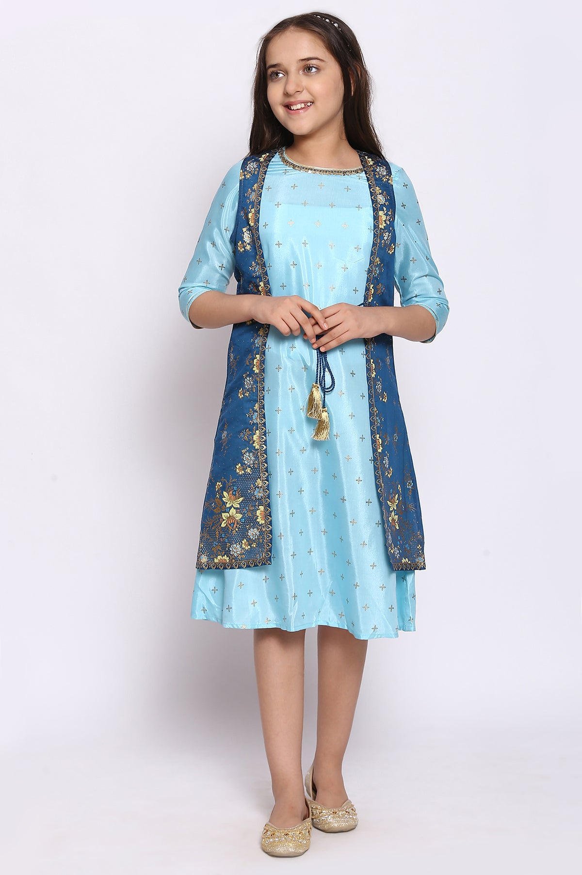 Blue Straight Dress-Gillet Girls Set - 8-9
