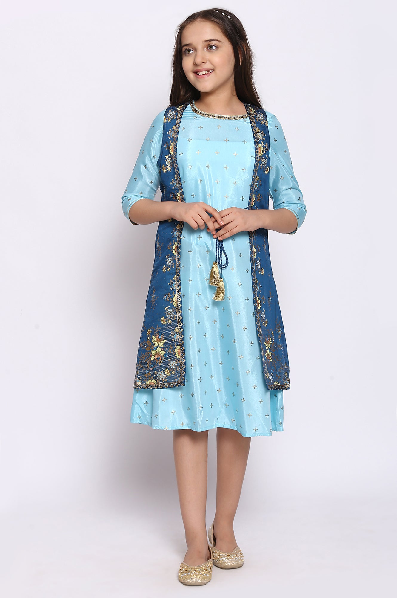 Blue Straight Dress-Gillet Girls Set