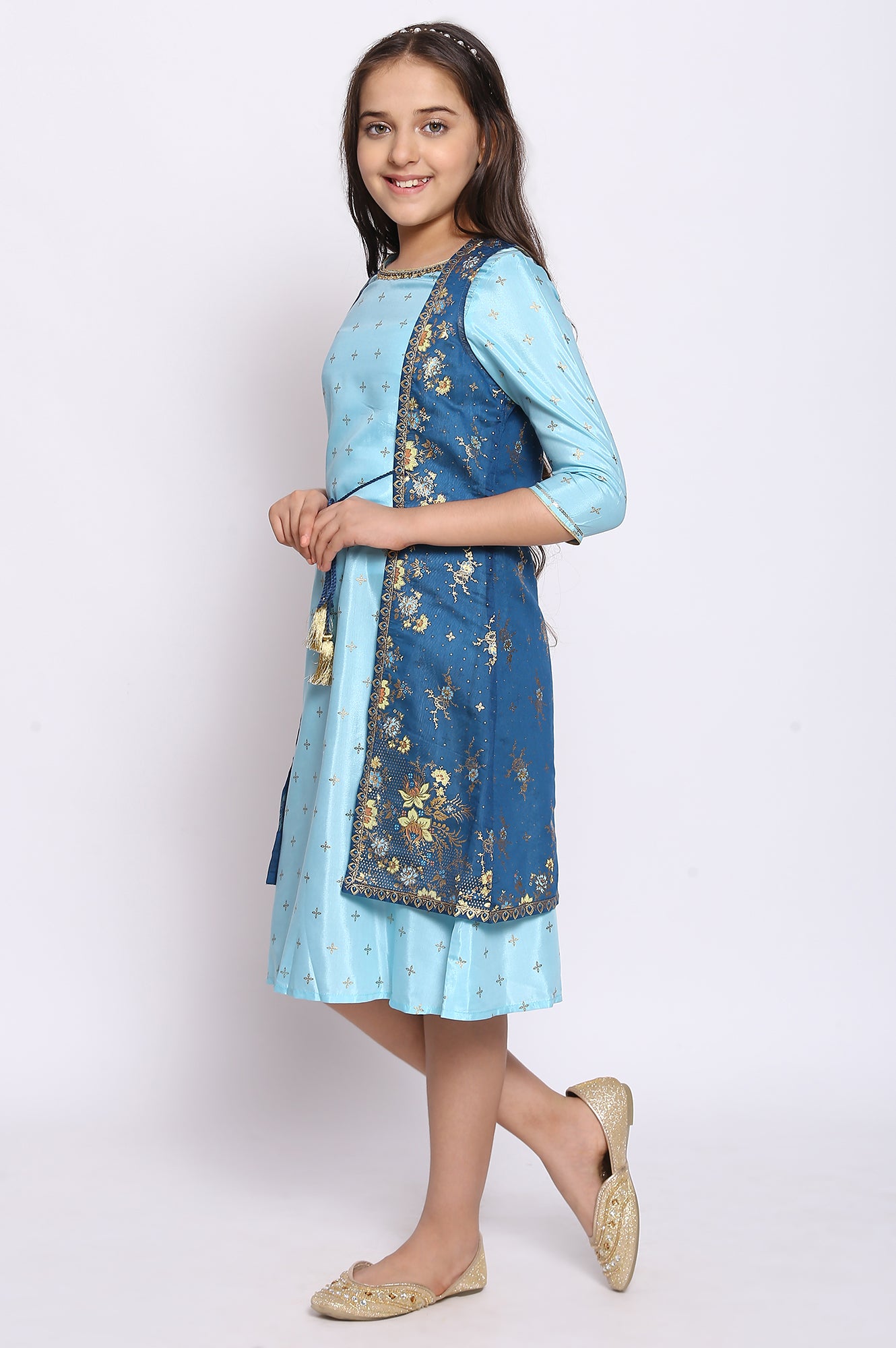 Blue Straight Dress-Gillet Girls Set