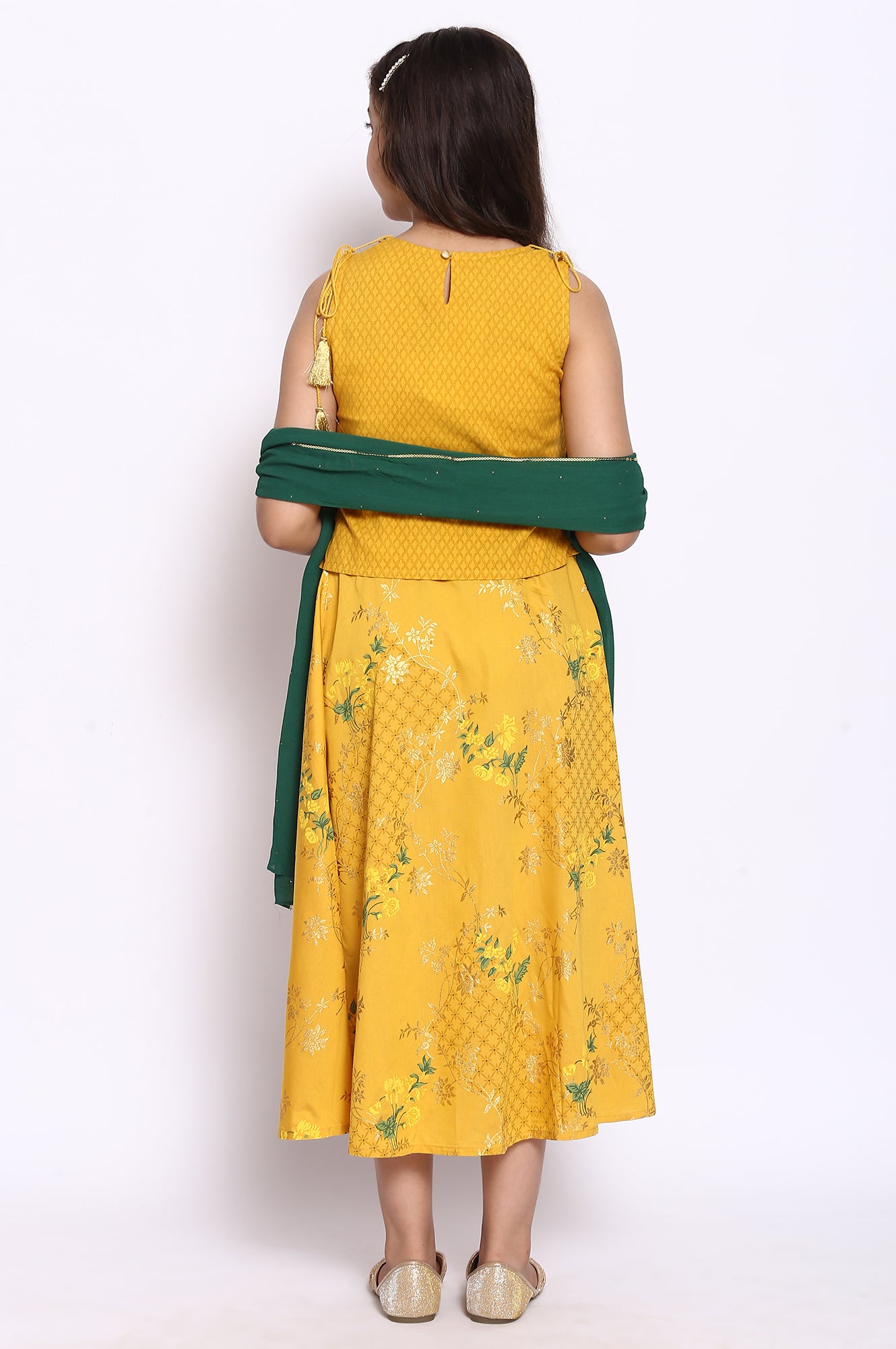 Yellow Top-Skirt-Dupatta Girls Set