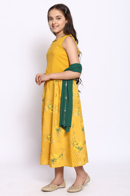 Yellow Top-Skirt-Dupatta Girls Set