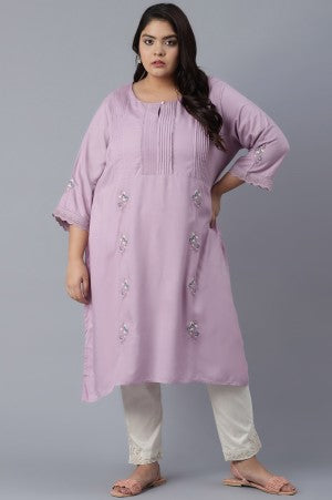 Purple Round Neck Regular Fit kurta