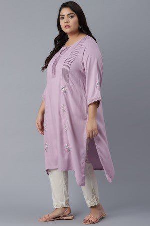 Purple Round Neck Regular Fit kurta