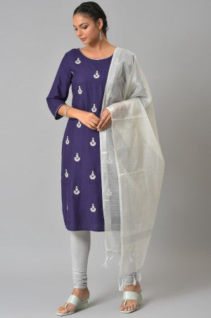 Navy Blue Mandarin Neck Classic kurta