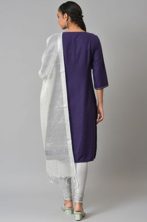 Navy Blue Mandarin Neck Classic kurta