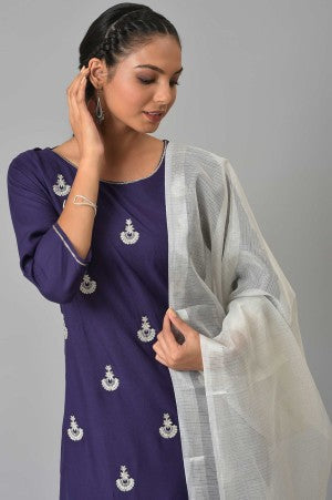 Navy Blue Mandarin Neck Classic kurta