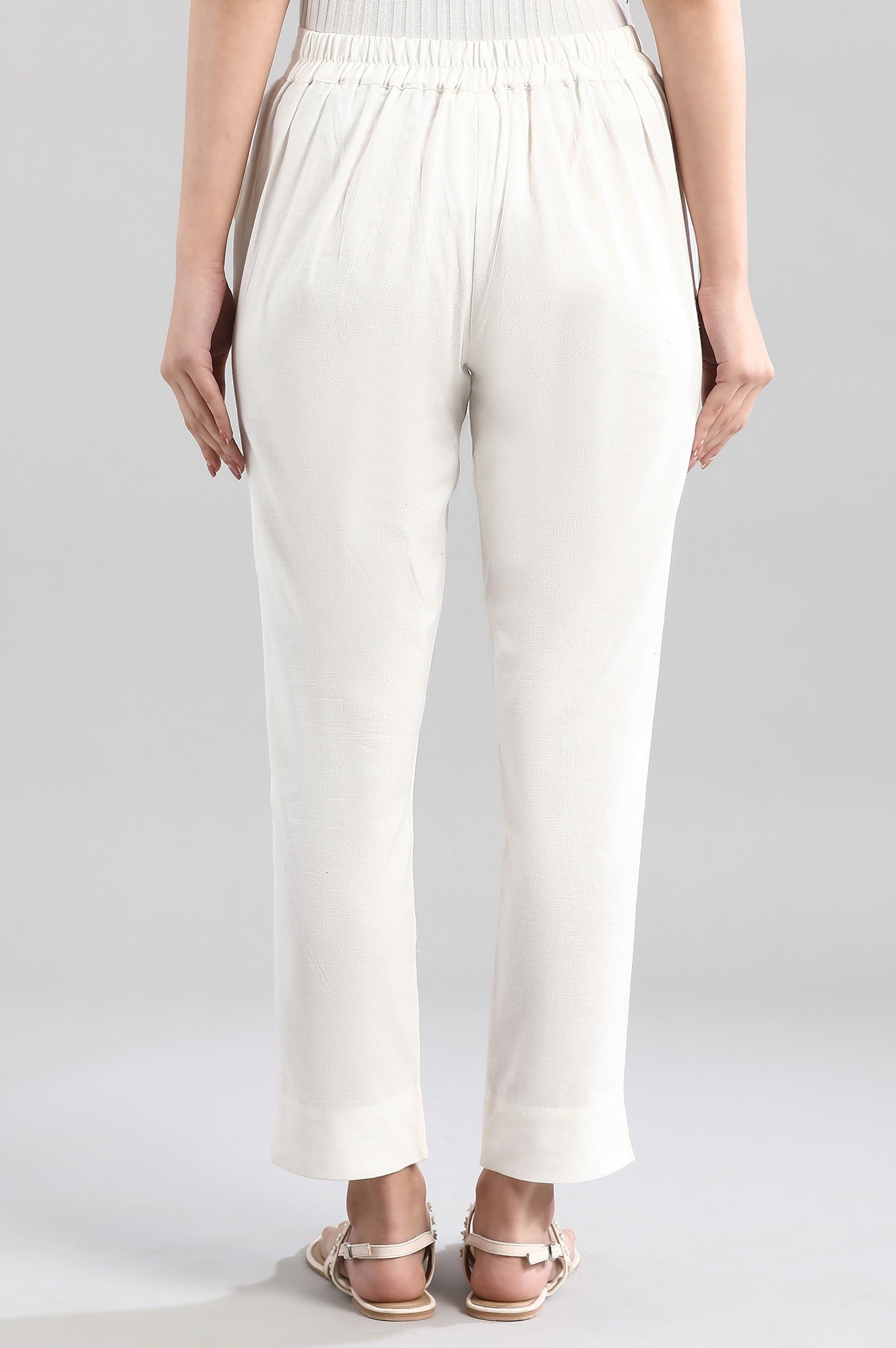 White Ankle Lenth Trousers