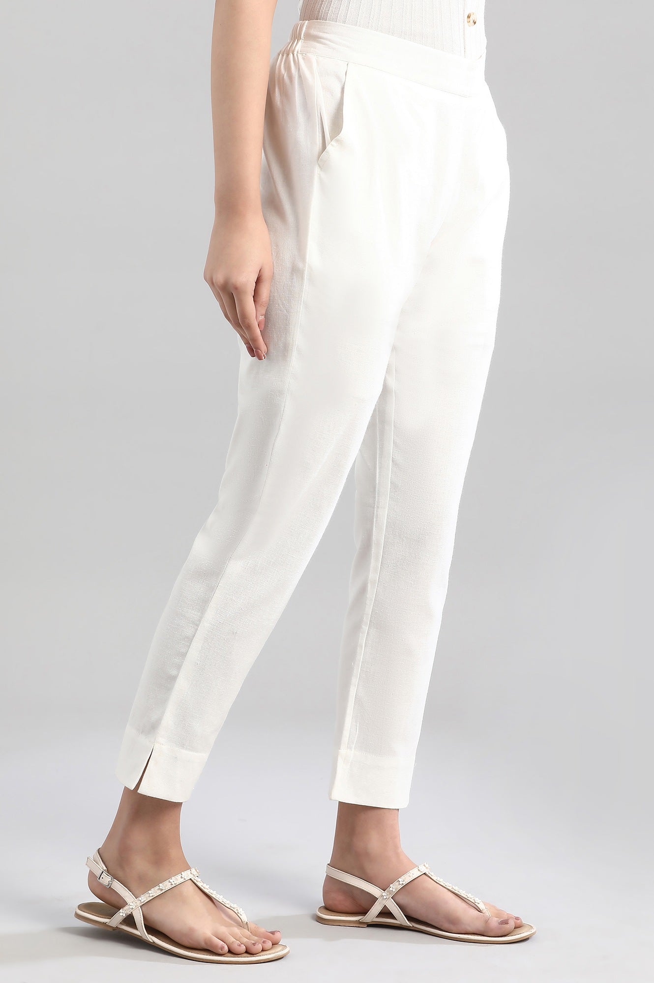 White Ankle Lenth Trousers