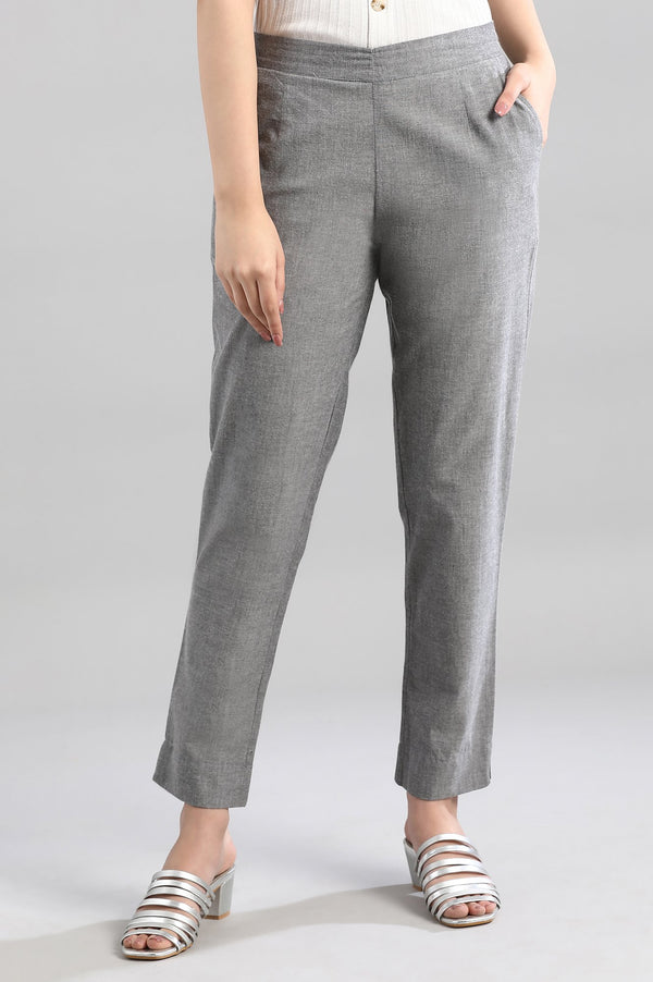 Grey Yarn Dyed Pure Cotton Straight Kurta and Trouser Set