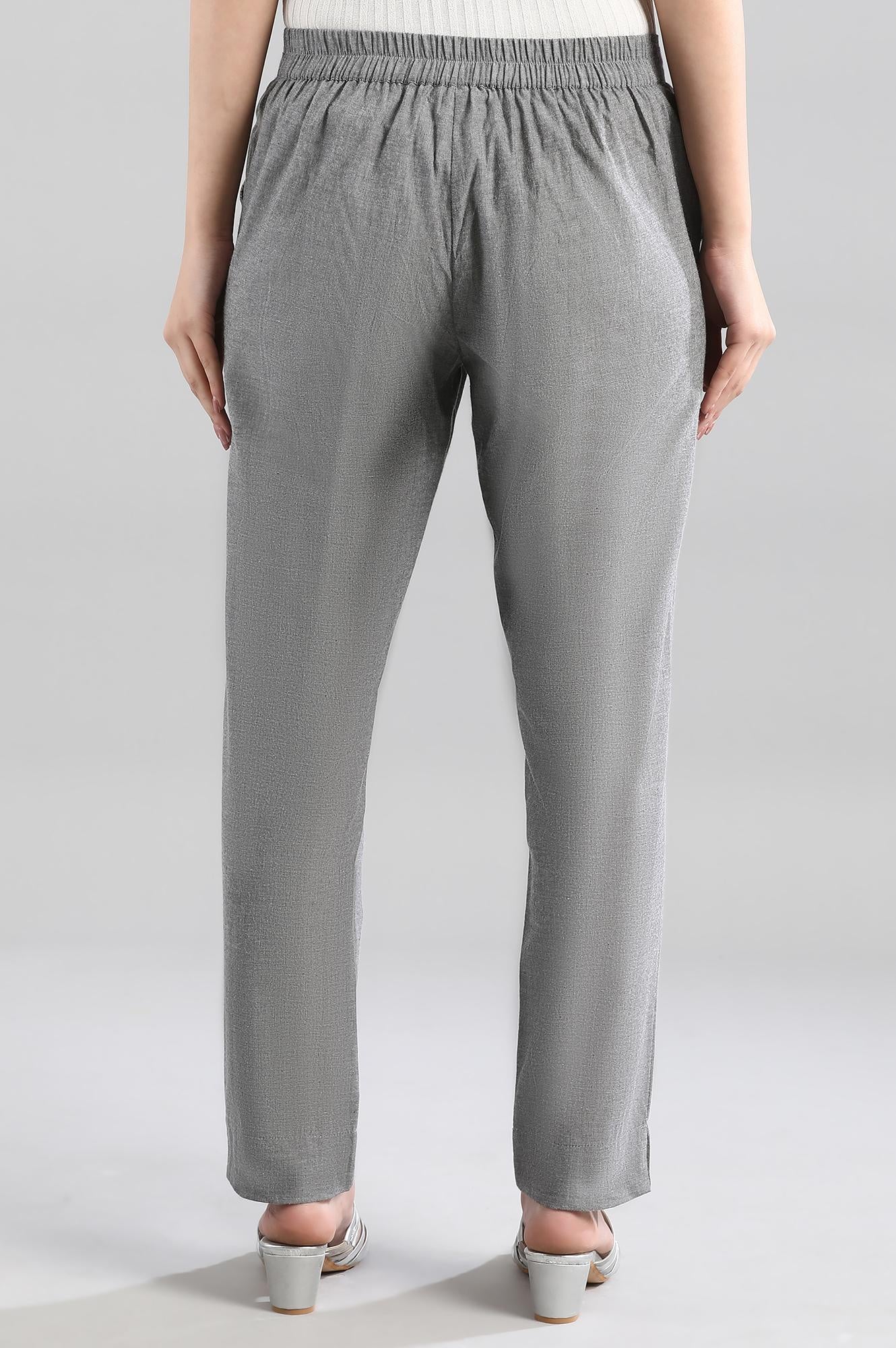 Grey Yarn Dyed Pure Cotton Straight Kurta and Trouser Set