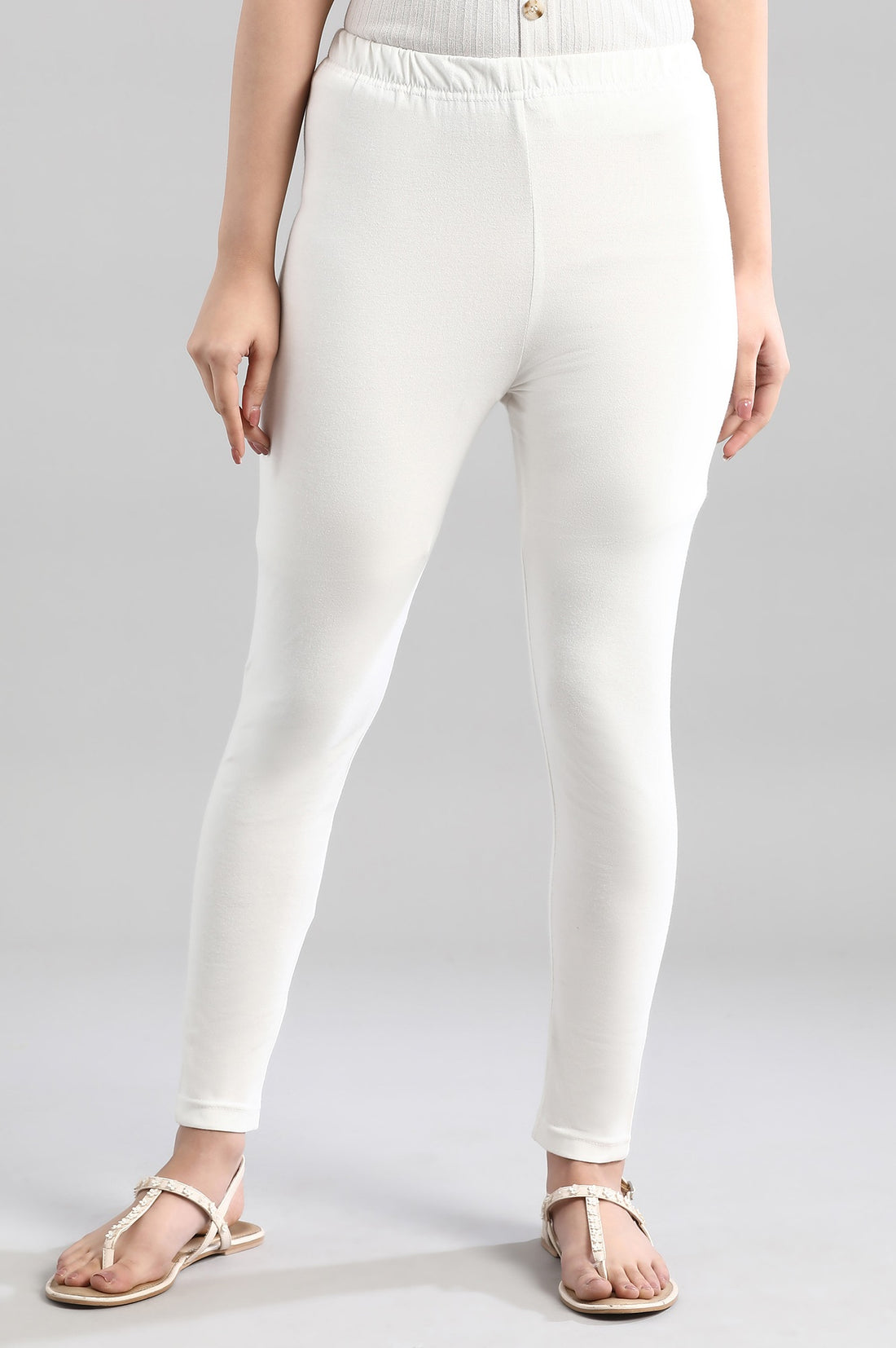 White Stripe Crepe Blend Straight Kurta and Tight Set