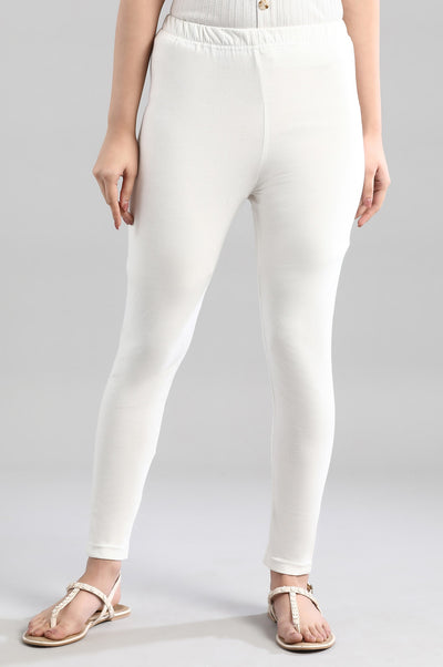 White Thread Work Straight Kurta and Tight Set
