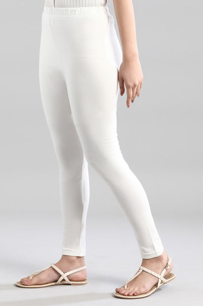 White Thread Work Straight Kurta and Tight Set