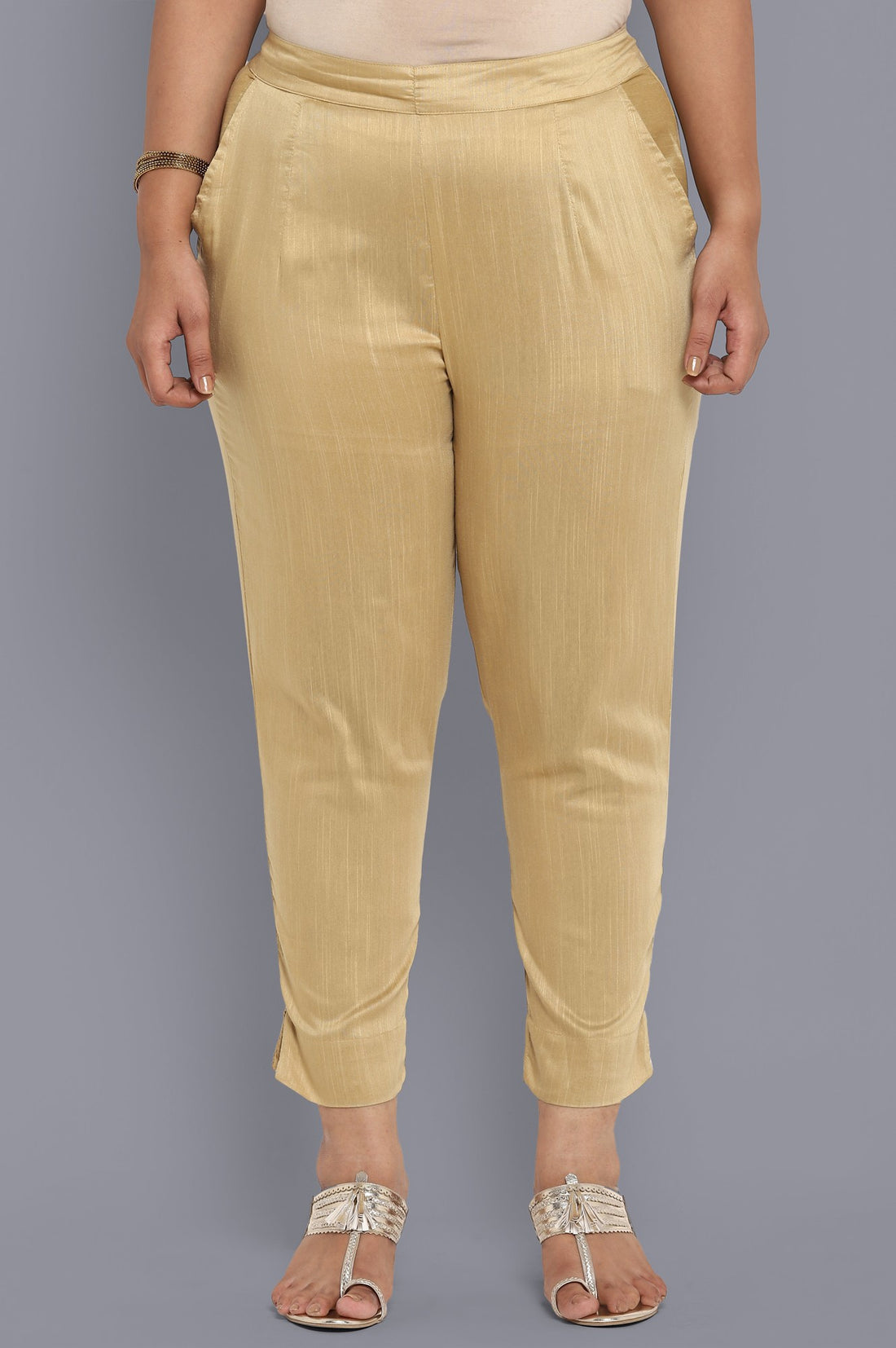 Khaki Cigarette Pants For Ladies Online Borders Golden Cigarette Pants Online India Buy Gold Solid