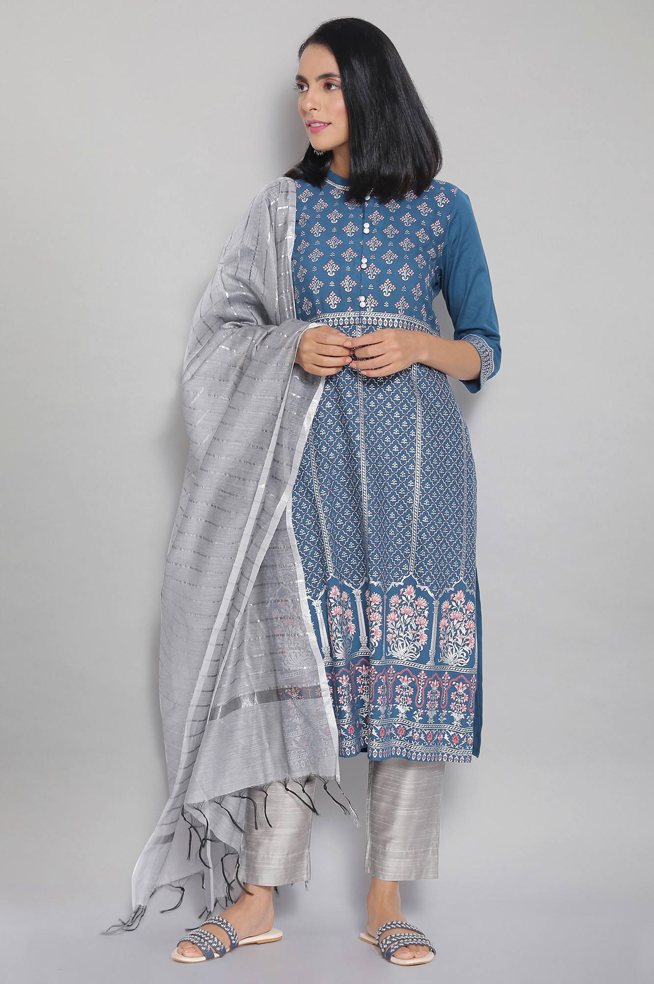 Silver Solid Dupatta