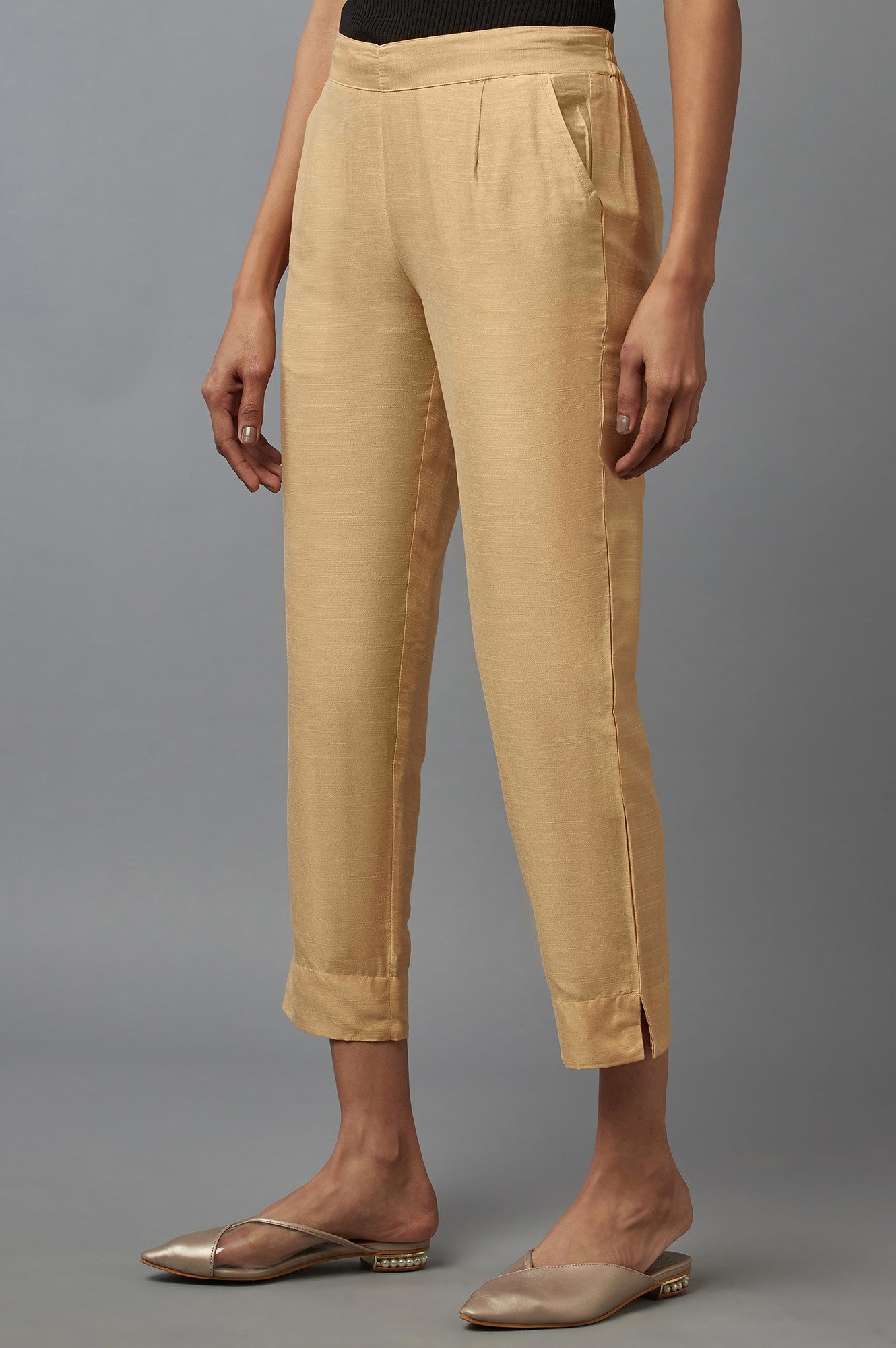 Beige Festive Trousers