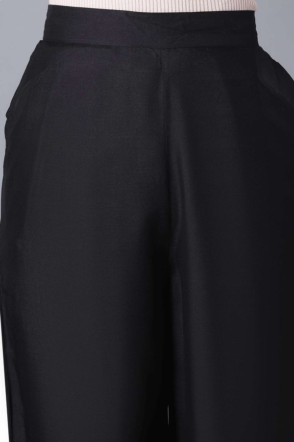 Black Solid Wide Leg Tencel Palazzo With Elasticated Waist