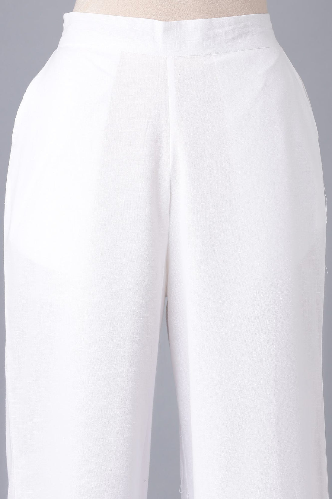 White Solid Wide Leg Tencel Palazzo With Elasticated Waist