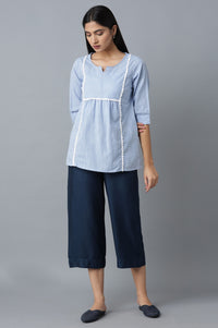 Blue Calf Length Culottes
