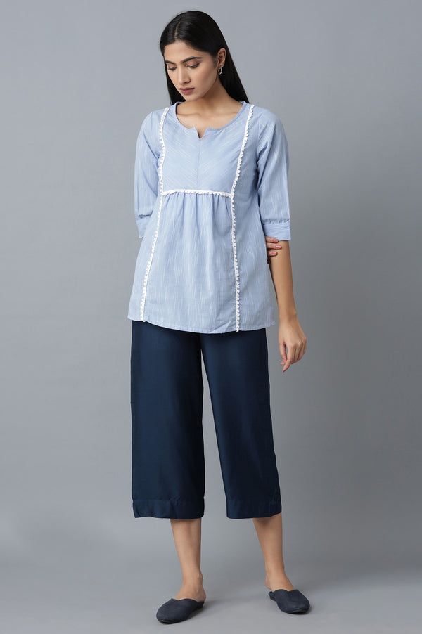 Blue Calf Length Culottes