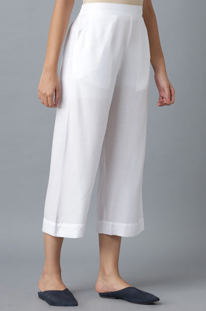 White Calf Length Culottes