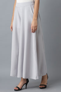 Silver Solid Flared Palazzo