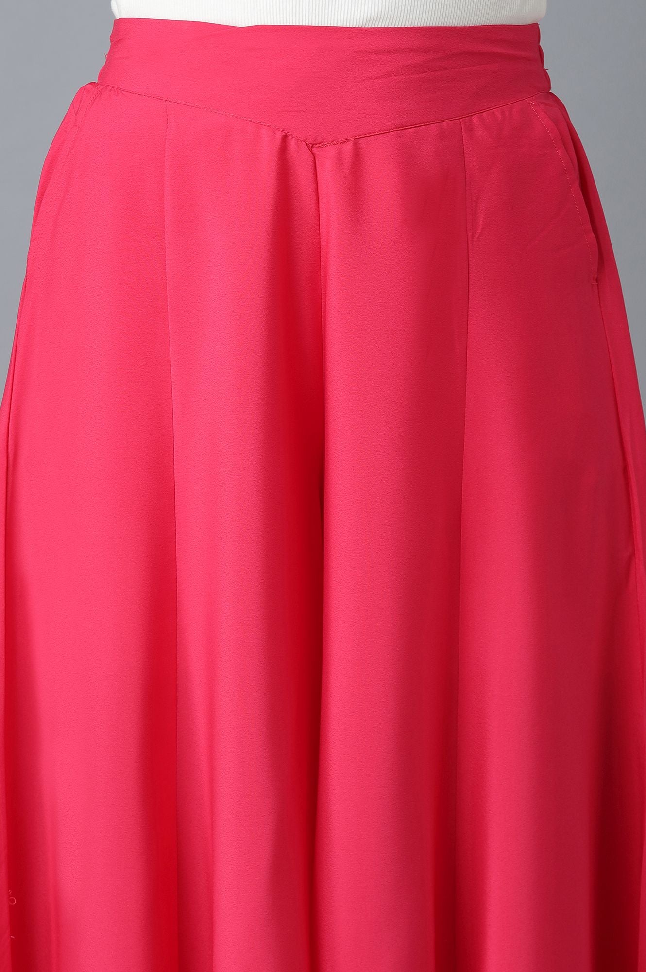 Pink Solid Flared Palazzo