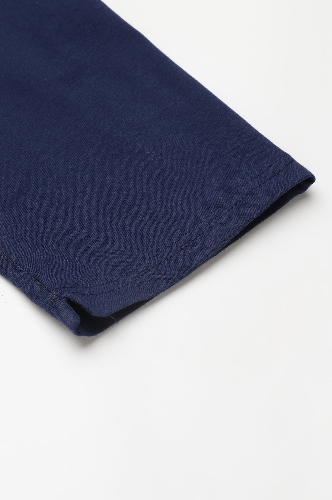 Navy Blue Solid Flared Cotton Pants With Elasticated Waist