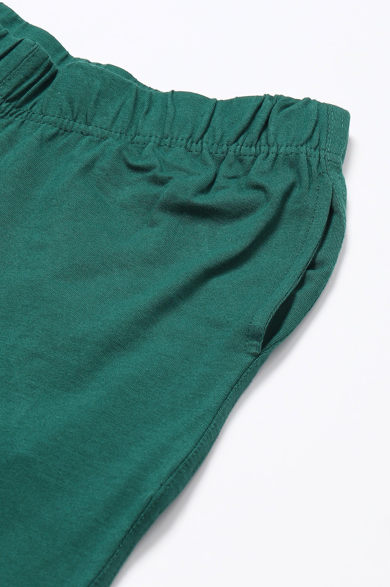 Green Cotton Lycra Women Pants