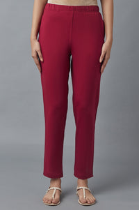 Red Cotton Lycra Jersy Pants
