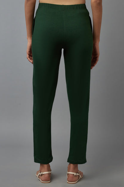 Green Cotton Lycra Jersy Pants