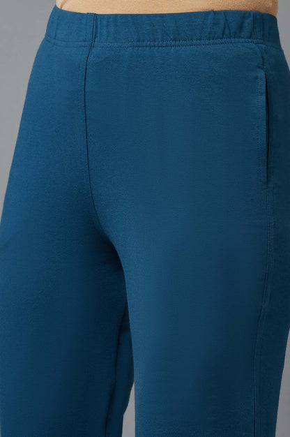 Blue Cotton Lycra Jersy Pants