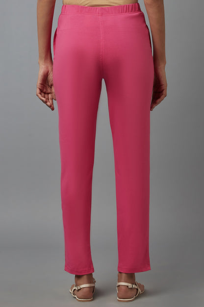 Pink Cotton Lycra Jersy Pants