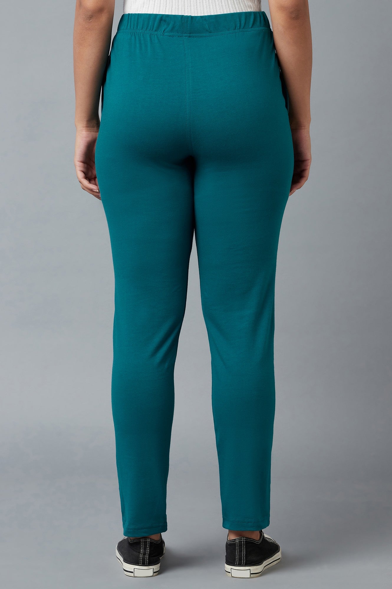 Green Cotton Lycra Jersy Pants