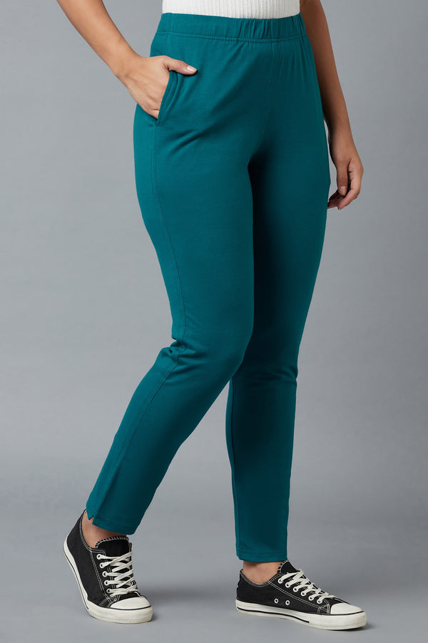 Blue Cotton Lycra Jersy Pants