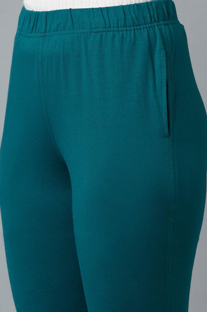 Green Cotton Lycra Jersy Pants