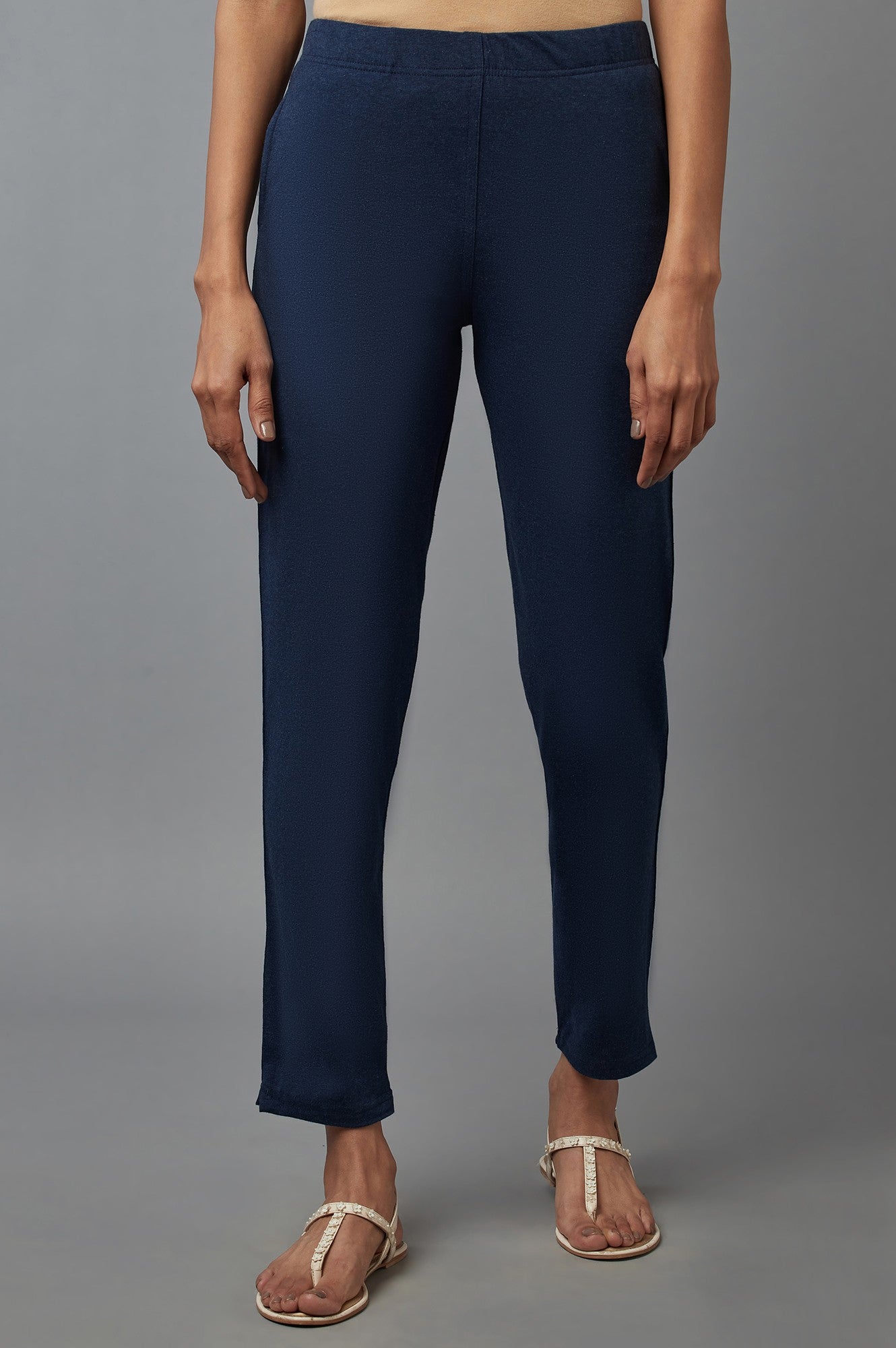 Blue Melange Jersey Pants