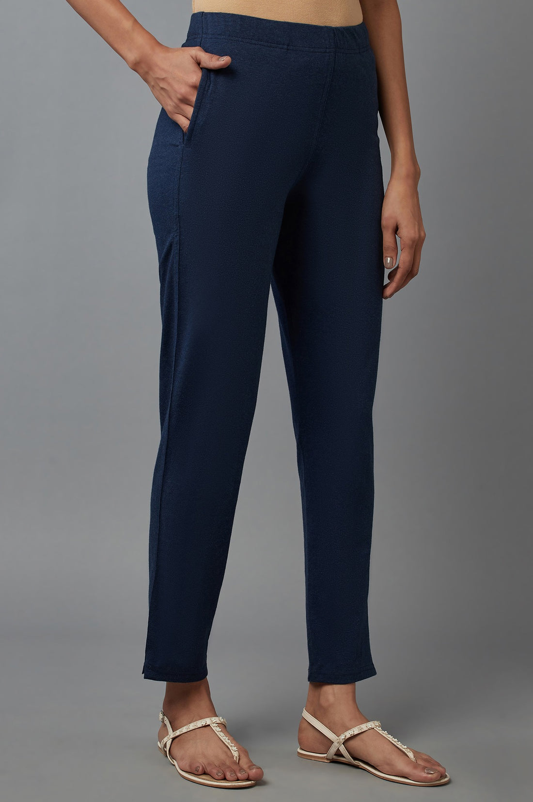 Blue Melange Jersey Pants