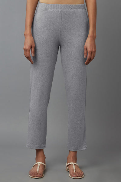 Grey Melange Jersey Pants