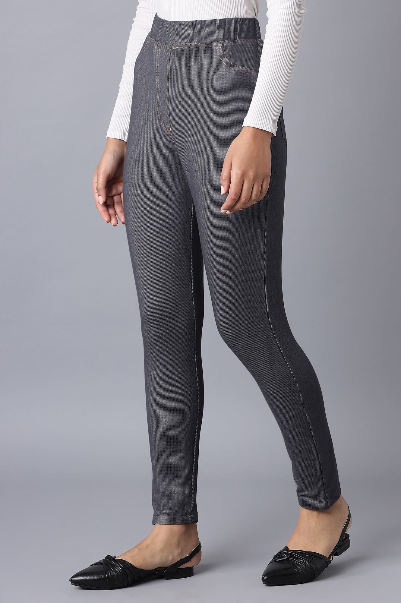 Buy Grey Twill Jeggings Online for Woman Shop for Aurelia