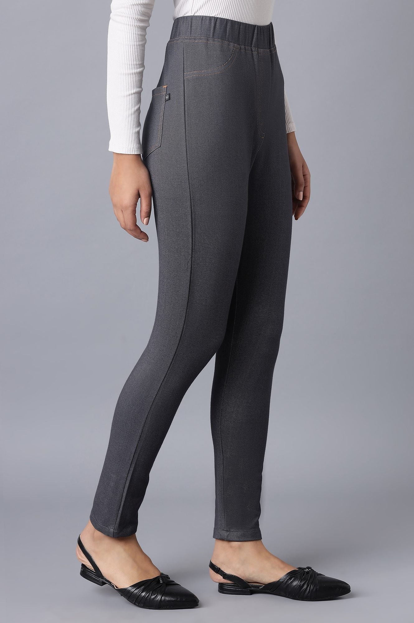 Grey Twill Jeggings