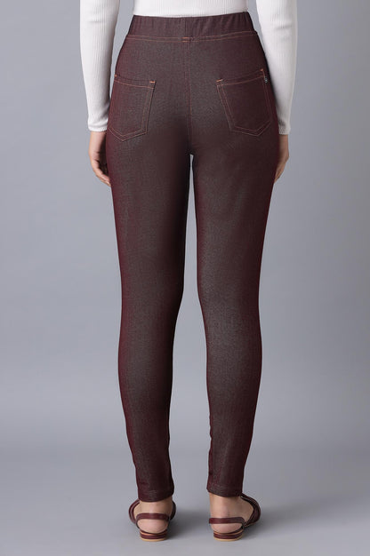 Maroon Twill Jeggings