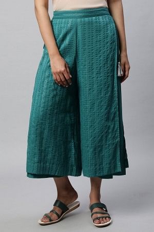 Green Layered Ankle Length Palazzo