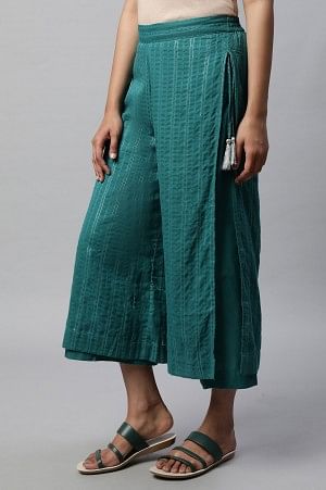 Green Layered Ankle Length Palazzo