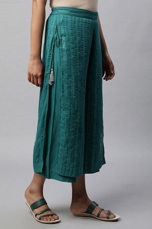 Green Layered Ankle Length Palazzo