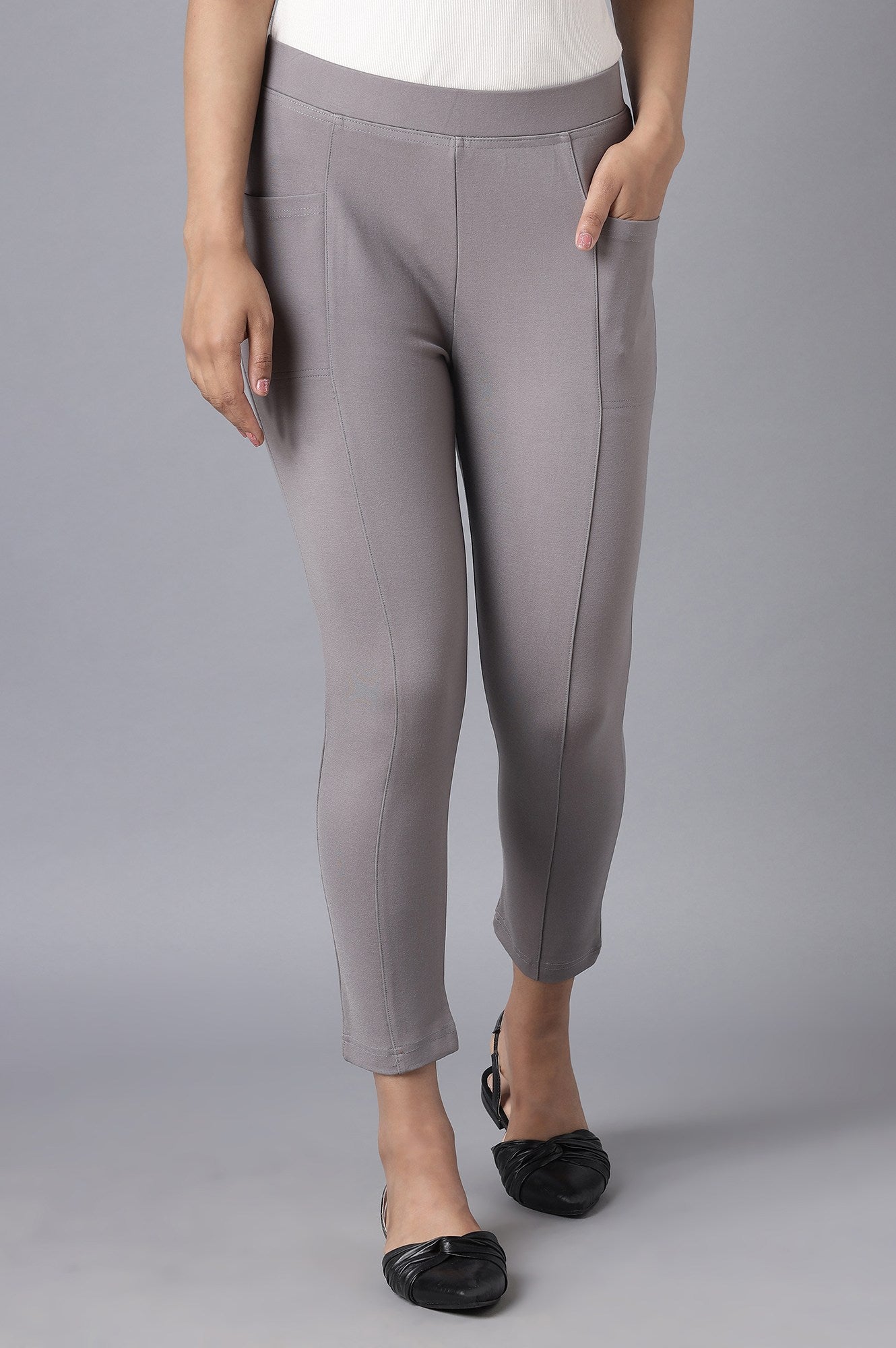 Grey Straight Yoga Tights