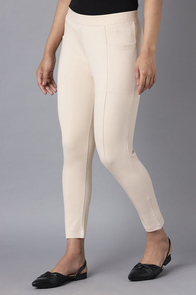 Beige Straight Yoga Tights