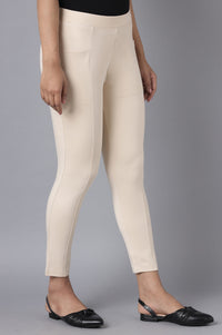 Beige Straight Yoga Tights