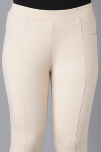Beige Straight Yoga Tights