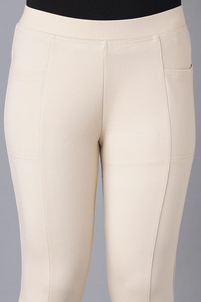 Beige Straight Yoga Tights